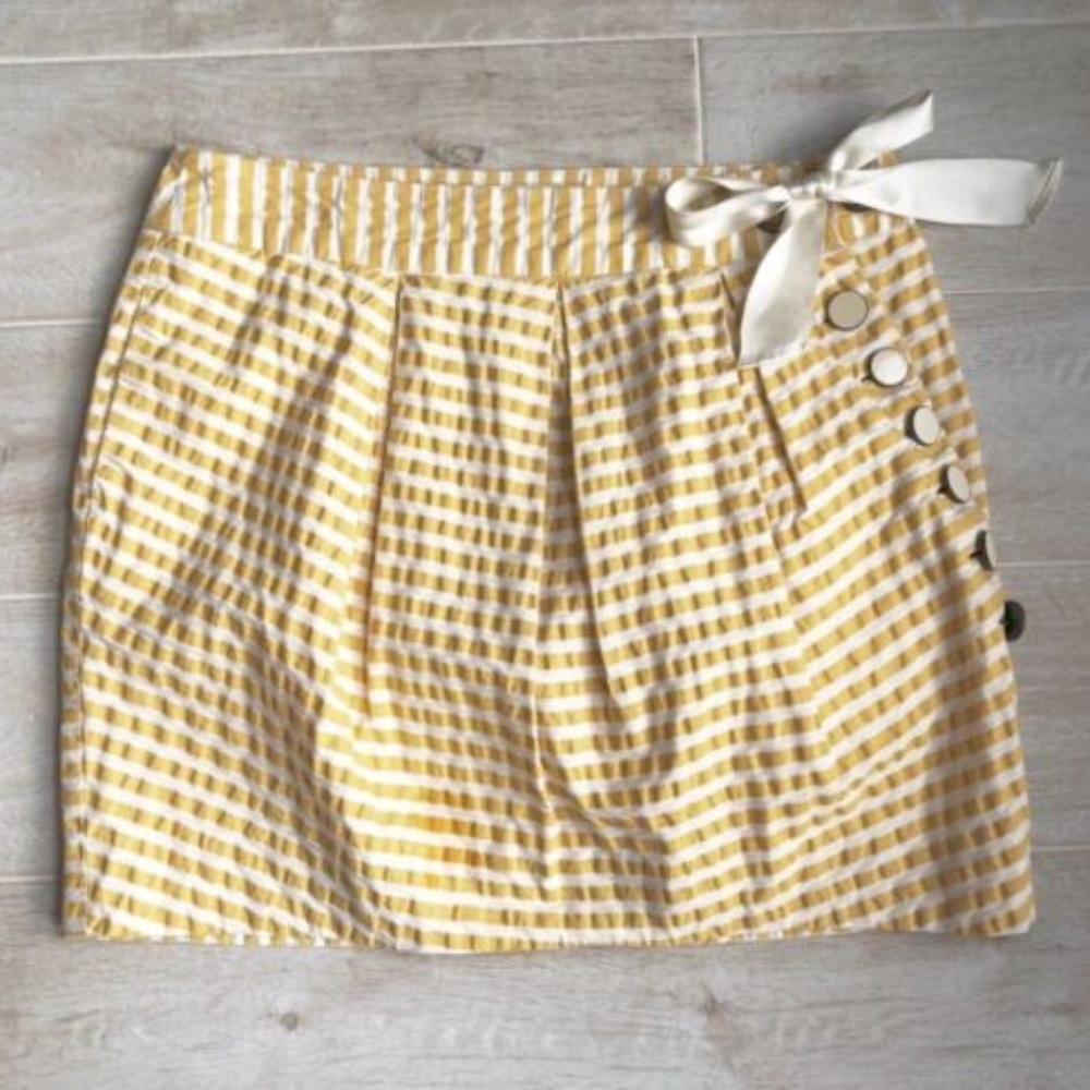 Leifsdottir Anthropologie Pleated Skirt 8 Yellow